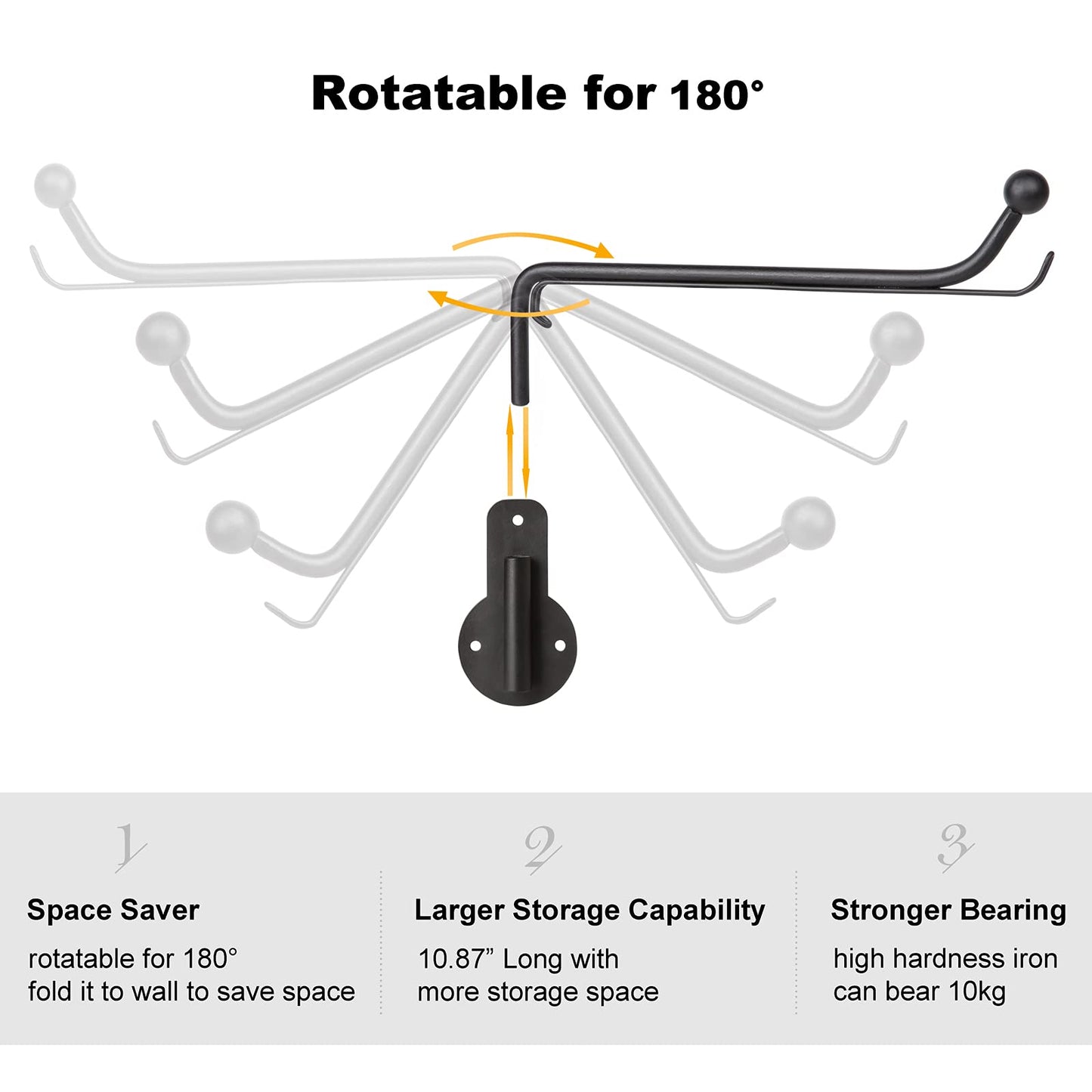 Mkono Wall Mounted Drying Rack Laundry Clothes Hanger with Swing Arm Space Saving Metal Hanging Valet Rod for Laundry Closet Organizer Bathroom Bedroom, 2 Pack, Black