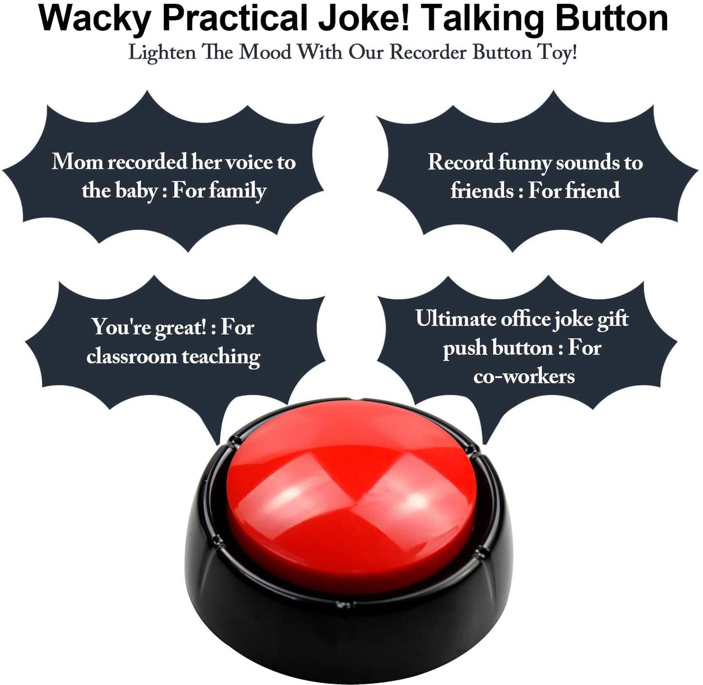 Recordable Button Voice Recording Button 30 Seconds Recording Talking Button Easy Buttons Recording Buttons for Classroom Dog Buttons for Communication Study Practical Jokes