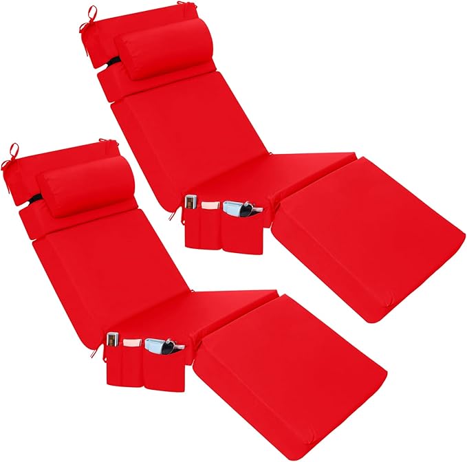 Wenqik 2 Pcs Outdoor Chaise Lounge Cushion
