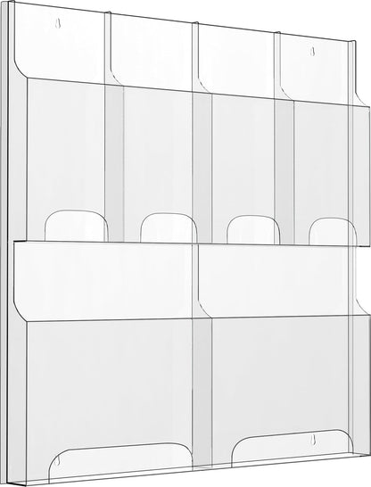 Acrylic Brochure Pamphlet Holder, 2 Magazine Holders and 4 Pamphlet Holders, Clear Brochure Display Holder Wall Mount, Trifold Flyer Rack, Literature Storage Rack for Home, Office, Waiting Room