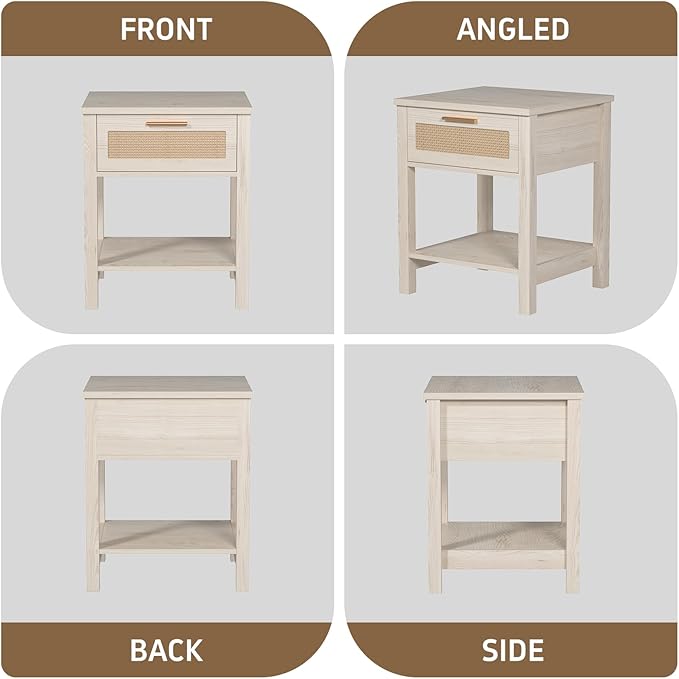 Set of 2 Nightstands, Modern End Table