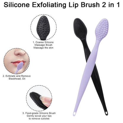 Silicone Facial Cleansing Brush 3 Pack, Beomeen 4 in 1 Handheld Face Scrubber for Deep Gentle Exfoliating, Double-Ended Face Wash Scrub Brush for Face Skincare and Massage (Green)