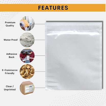 100 Pack 6"x10" Shipping Label Sleeves – Clear Self-Adhesive Packing Slip Pouches, Waterproof Packing List Envelopes – Ideal for Shipping Documents, Mailing Labels, Invoices & Packing Slips