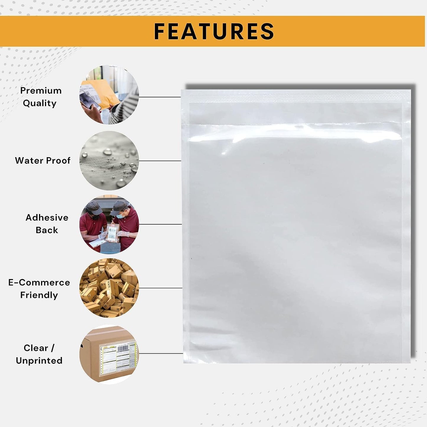 300 Pack 6"x10" Shipping Label Sleeves – Clear Self-Adhesive Packing Slip Pouches, Waterproof Packing List Envelopes – Ideal for Shipping Documents, Mailing Labels, Invoices & Packing Slips