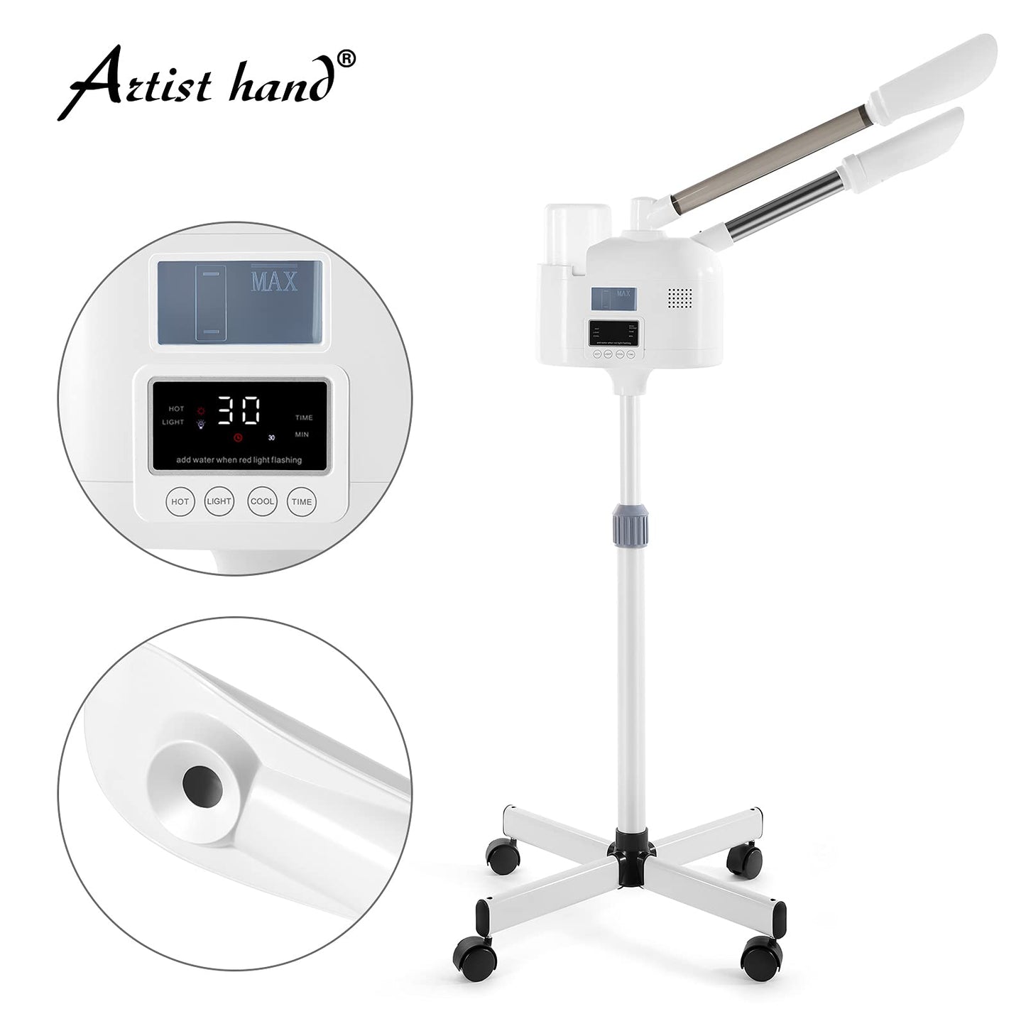 Professional 3 in 1 Facial Steamer Upgrade Esthetician Steamer with hot & Cold Nozzle 5X LED Magnifying Lamp Beauty Salon Spa