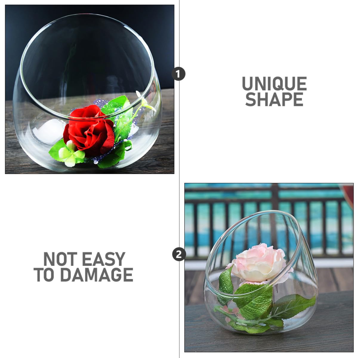 QUMIIRITY Glass Cut Succulent Terrarium Bottle 3pcs Micro Landscape Vases for Home Decor and Plant Display
