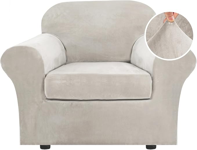 H.VERSAILTEX Rich Polyester Spandex Blend 2 Piece Cover Chair Slipcover Sofa
