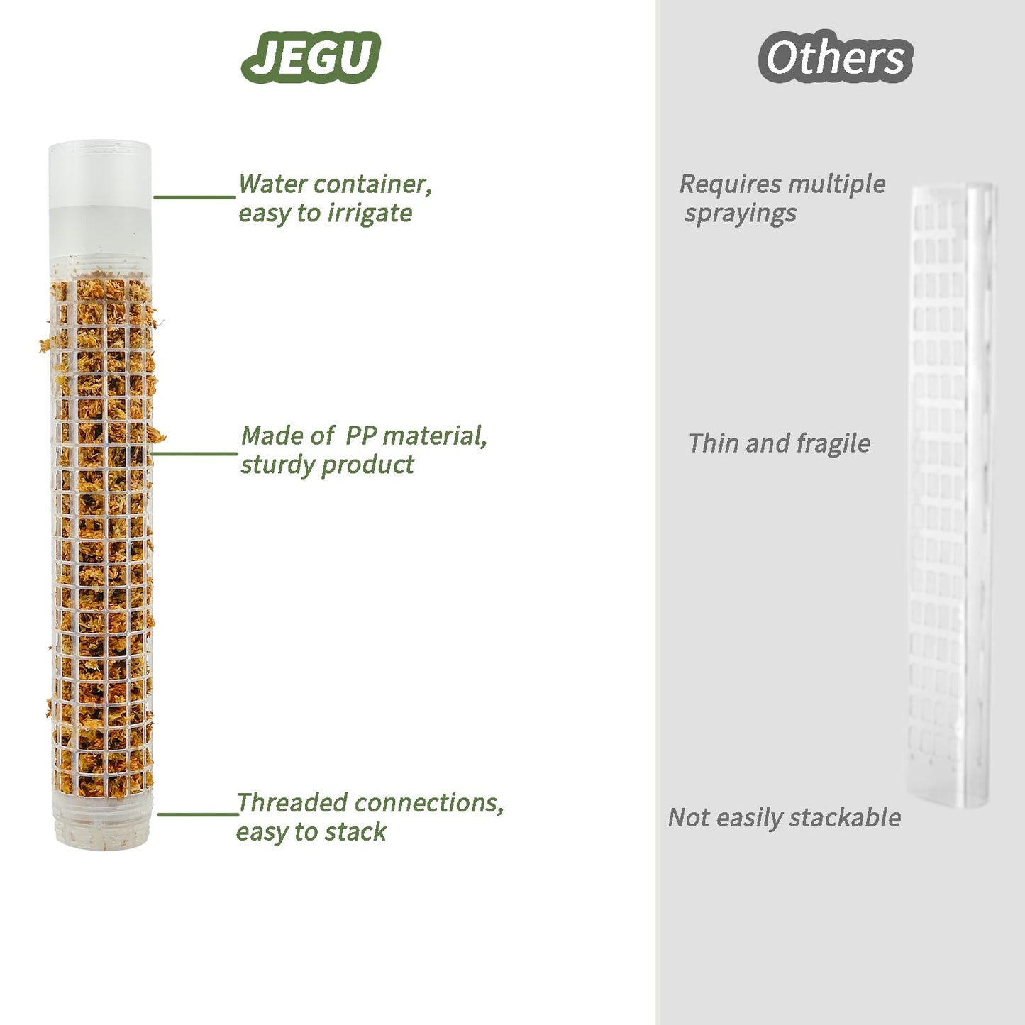 JEGU Self-Watering Moss Pole for Monstera Plant Support, 18.8 Inch Stackable Plastic Moss Pole for Climbing Plants. (2PACK-Lagre)