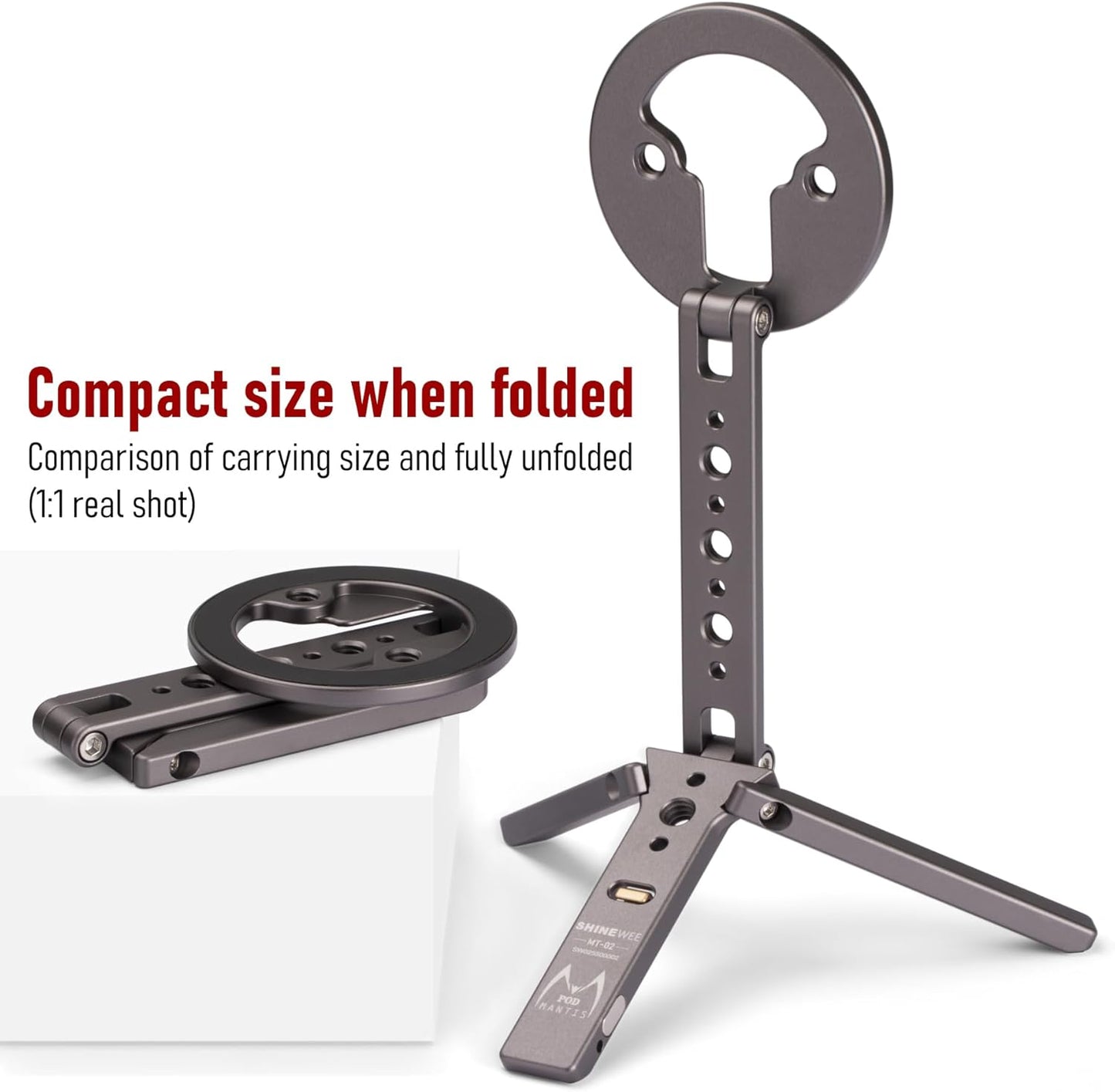 Magnetic Tripod for iPhone 12/13/14/15/16/17 & MagSafe Cases | Handy Phone Stand | 20 N52 Magnets Inside, Cold Shoe Mount, 1/4" Screw & Foldable Hook