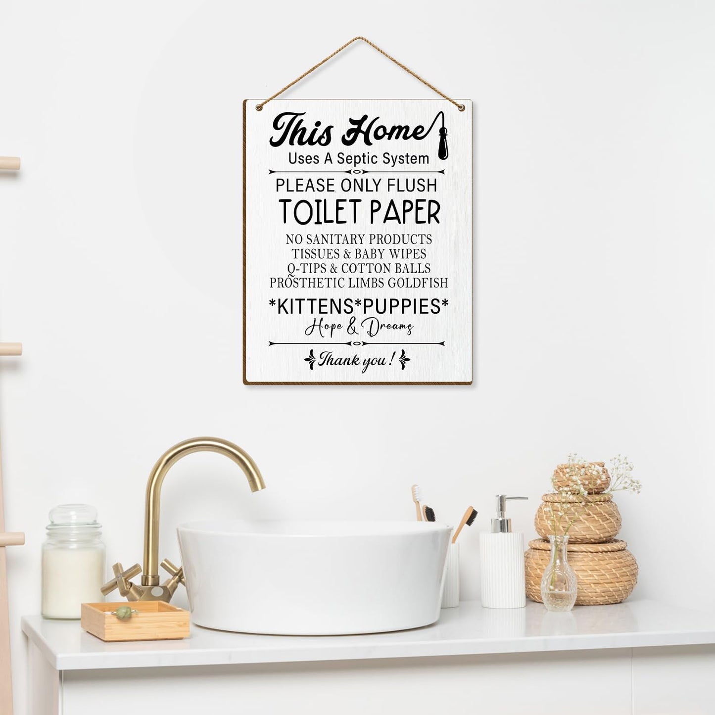 Toilet Wooden Sign, Back of Toilet Decor Septic Sign for Bathroom, Bathroom Wall Art Housewarming Gift for Women Men Coworker Friend-31