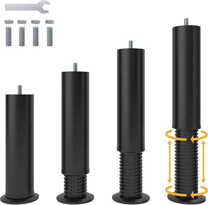 Adjustable 8-12 inch Bed Legs Metal Replacement Heavy Duty Leg M8 M10 Thread