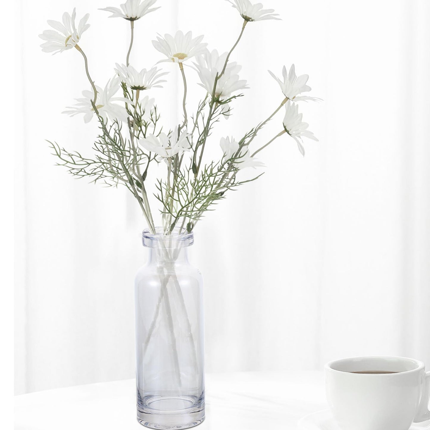 BUTIFULSIC Hydroponics Glass Vase Planter Narrow-Mouth Ocean Blue Glass Terrarium for Indoor Desktop Plant Decoration Home Décor