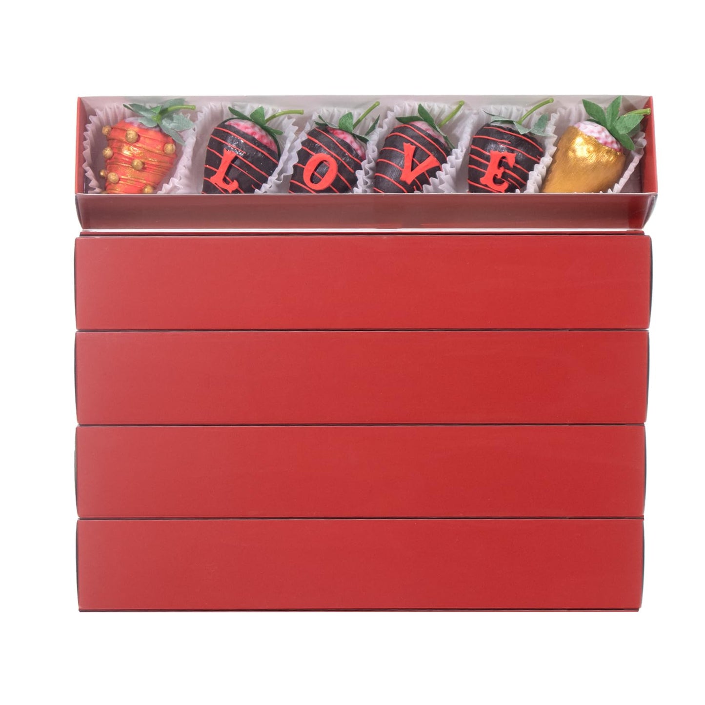 JCXGRVC 15Pack 12x2¼x2 Inches Chocolate Covered Strawberries Boxes for 6 Macaron boxes Chocolate Truffle Boxes Cookies boxes Bakery Boxes with Clear Window