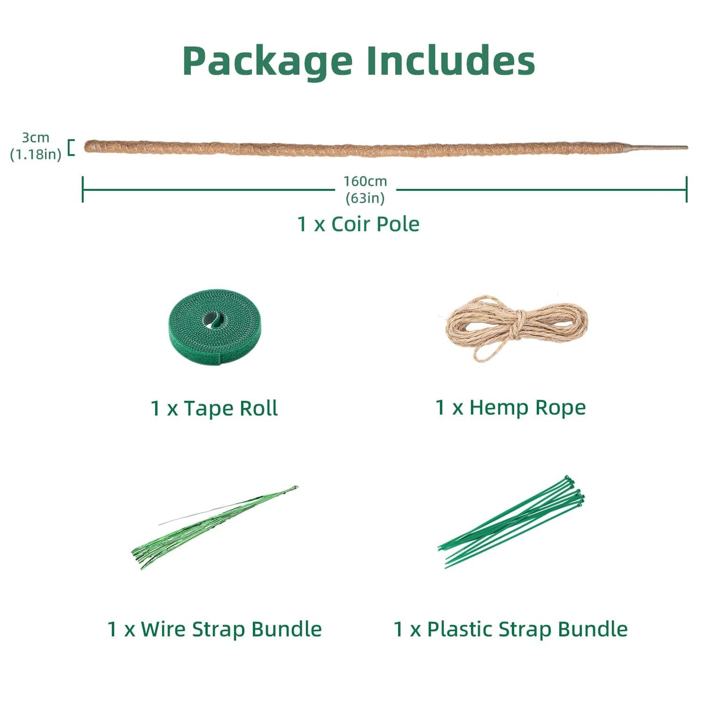 Mcbazel 63 Inch Moss Pole for Plants Monstera, Monstera Plant Support Stick, Bendable Moss Poles Plant Support Stick for Climbing Plants, Stick Support Stake Kit for Potted Plants, Pothos,Philodendron