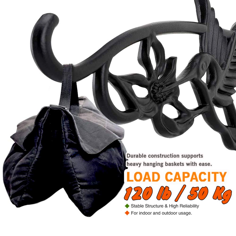 KABB Heavy Duty Hanging Brackets, 2pcs 13" Hand Forged Cast Iron Wall Mount Bracket Durable Rust-Resistant Hummingbird Hanger Hook for Hanging Bird Feeder Lantern Wind Chimes