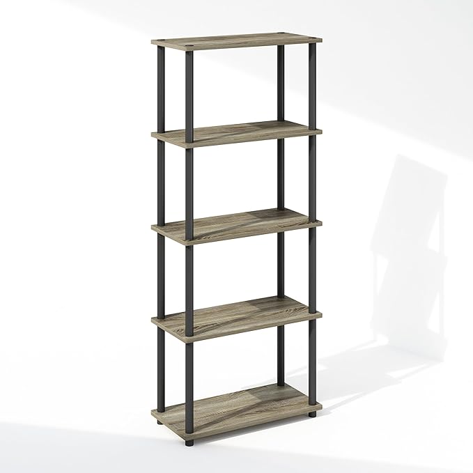 Furinno Turn-N-Tube Book Shelf, 5-Tier Bookshelf, Bookcase