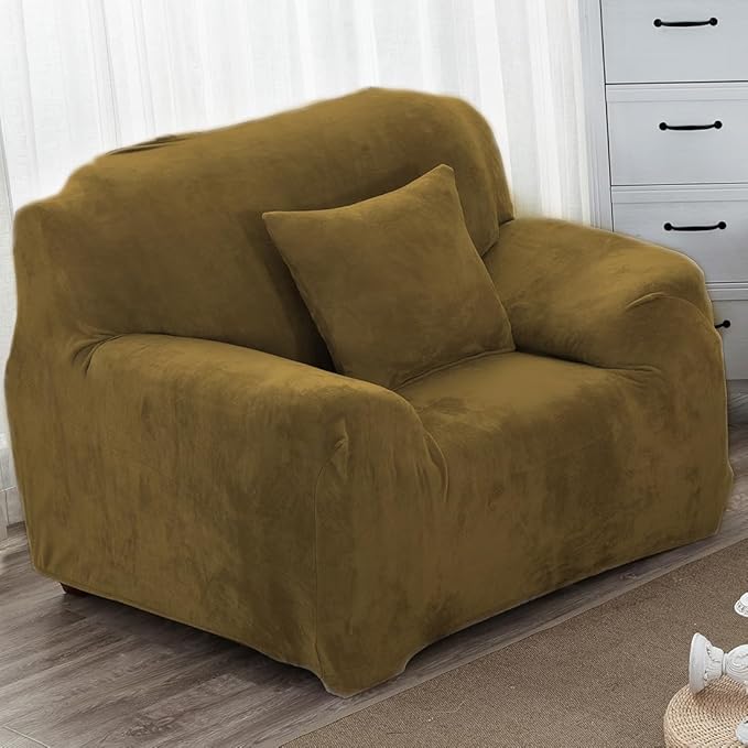 vctops 1-Piece Velvet Plush Stretch Chair Sofa Slipcover Soft Fuzzy Fluffy