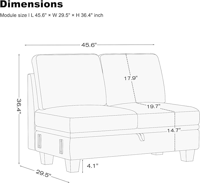 Belffin 45.6” Chenille Loveseat Module