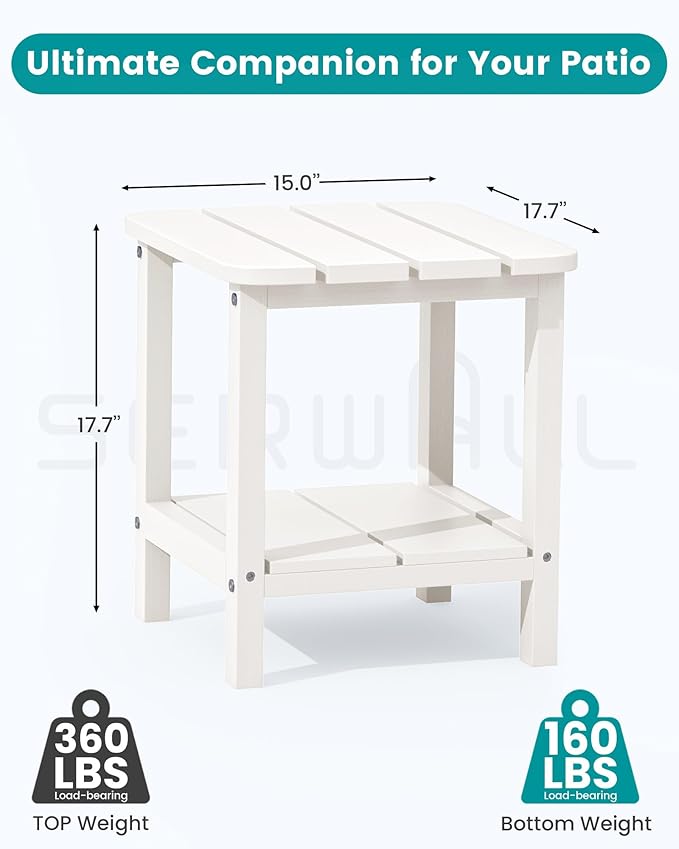 SERWALL Double Adirondack Side Table Set of 4, End Table- White