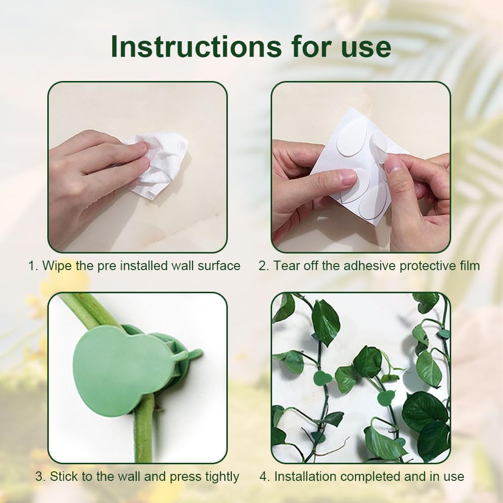 100/150/300 PCS Plant Climbing Wall Fixture Clips, Plant Support Clips Secured Plastic Plant Clips, Reusable Garden Vine Fixing Clips for Climbing Plants Indoor Outdoor Decor (150, Green Gourd)