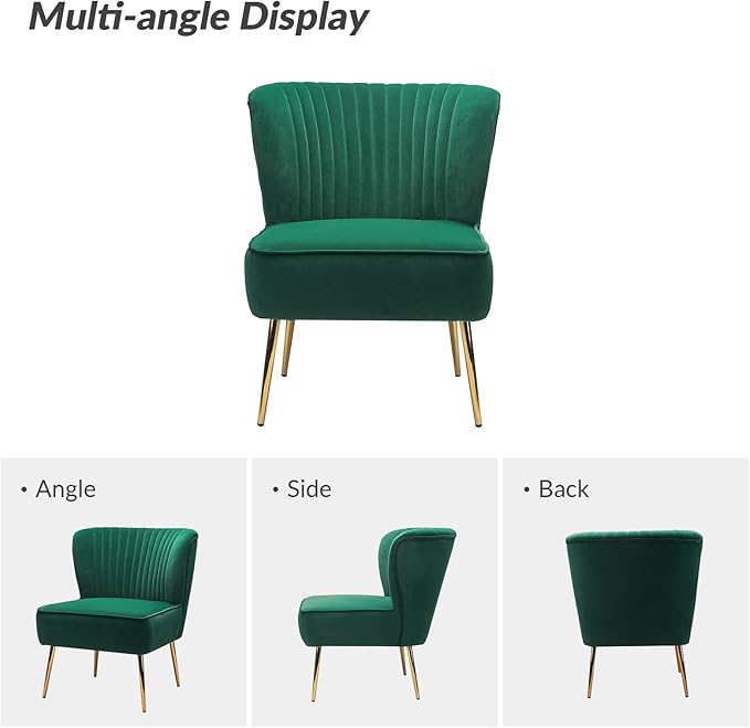 HULALA Home Velvet Accent Chair, Modern Upholstered Cute Side Chair