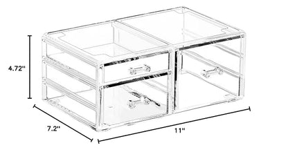 Cq acrylic Stackable Make Up Organizing With 3 Drawers,Clear Drawer Organizer for Vanity Counter, Plastic Makeup Storage Organizer for Bathroom,Medicine,Craft,Accessory,Beauty Supplies,Pack of 1