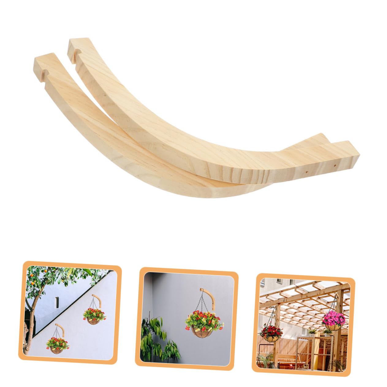 UKCOCO 2pcs Hanging Plant Holder Outdoor Indoor Plant Hanger Wooden Wall Hangers Ceiling