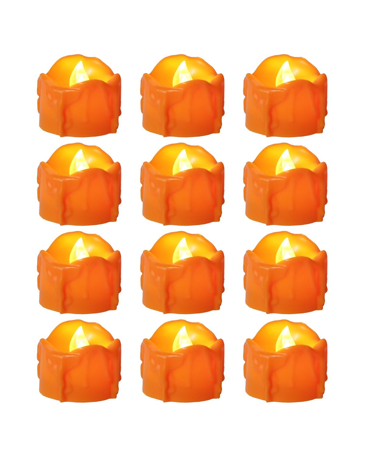 ONEIHOMM Halloween Orange Timer Tealights for Fall Decor, 12PCS