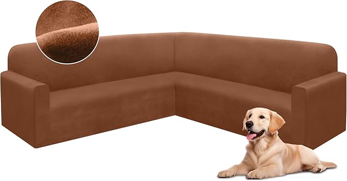 HDCAXKJ Corner Sectional Couch Covers Velvet Stretch L Shape Sofa Cover Soft