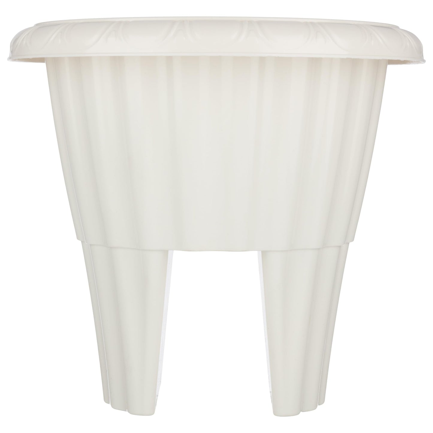 Railing Planter Box 2-Pack - 13.5-Inch Round Outdoor Flower Pots with Drainage Inserts - 2.64-Gallon Outdoor Planters for Porch, Deck, Fence, or Balcony Railings 3” - 3.75” Wide by Pure Garden (White)