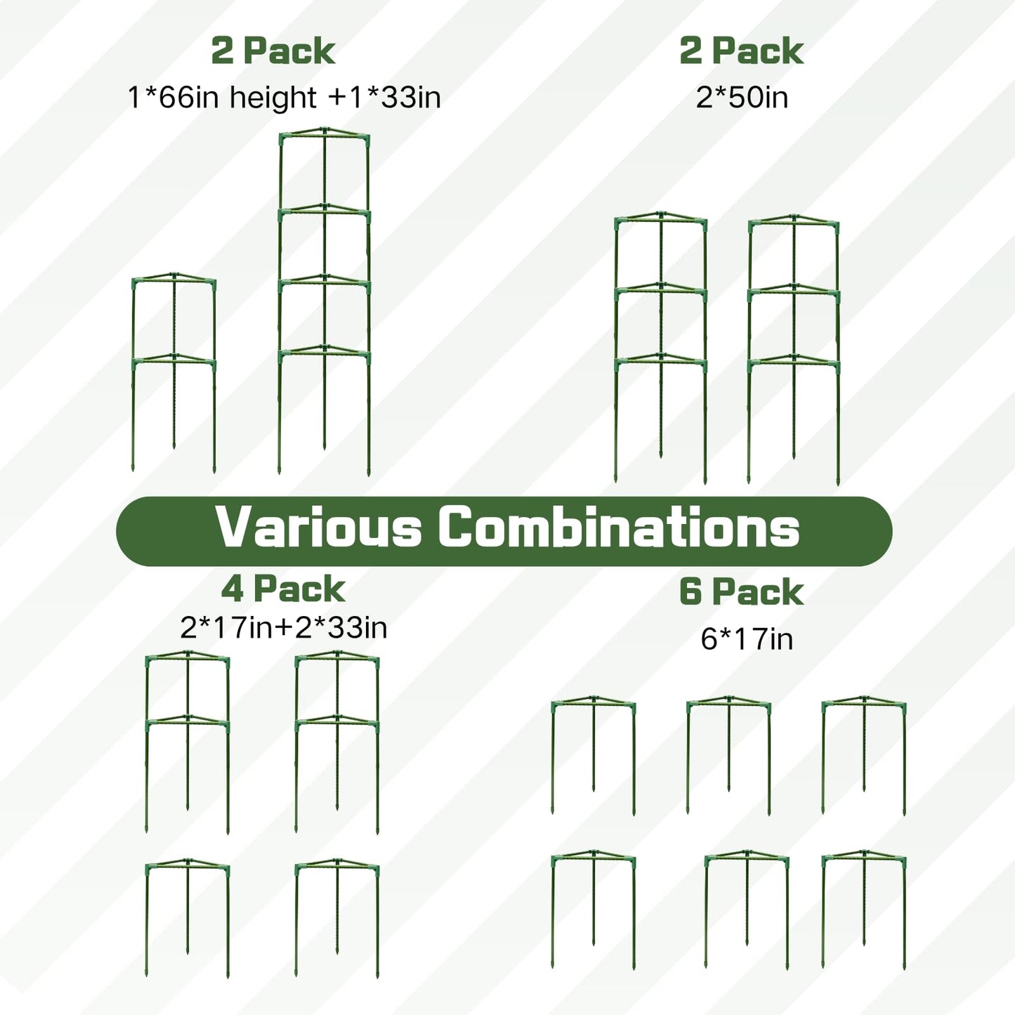 Wikdey Tomato Cages for Garden&Pots, 2 Pack 50" Plant Support Trellis for Tomatoes, Cucumbers, Beans | Heavy-Duty Steel with Rust-Proof Coating | Garden Stakes for Outdoor Indoor Plants