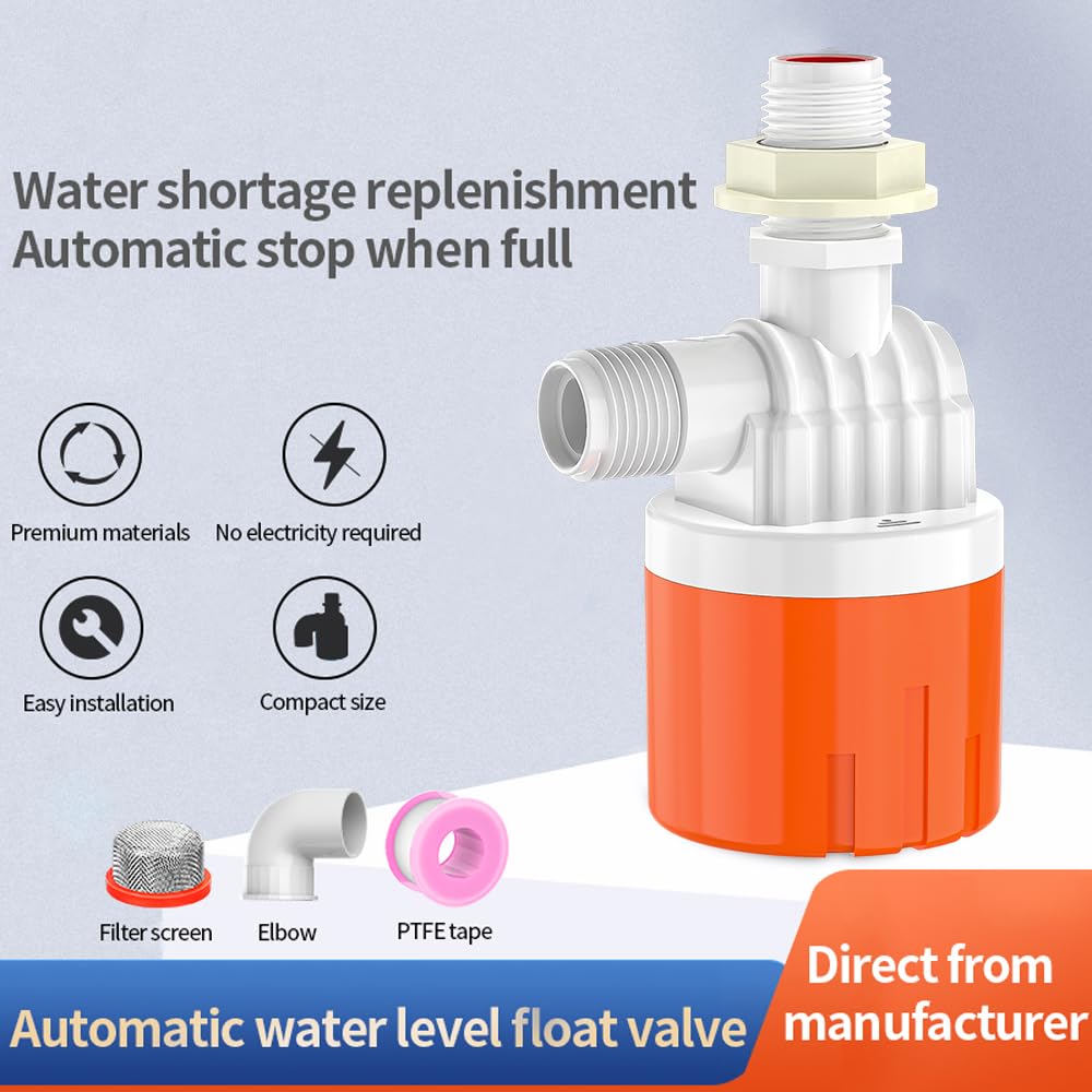 Cxztcl Float Ball Valve for Water Tank, Automatic Water Trough Water Level Control Float Valve Aqua Pulse Trough for Pool,Pond,Livestock (1pcs 1/2" top inner)