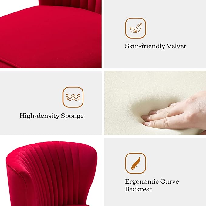 HULALA HOME Velvet Accent Chair, Modern Upholstered Cute Side Chair