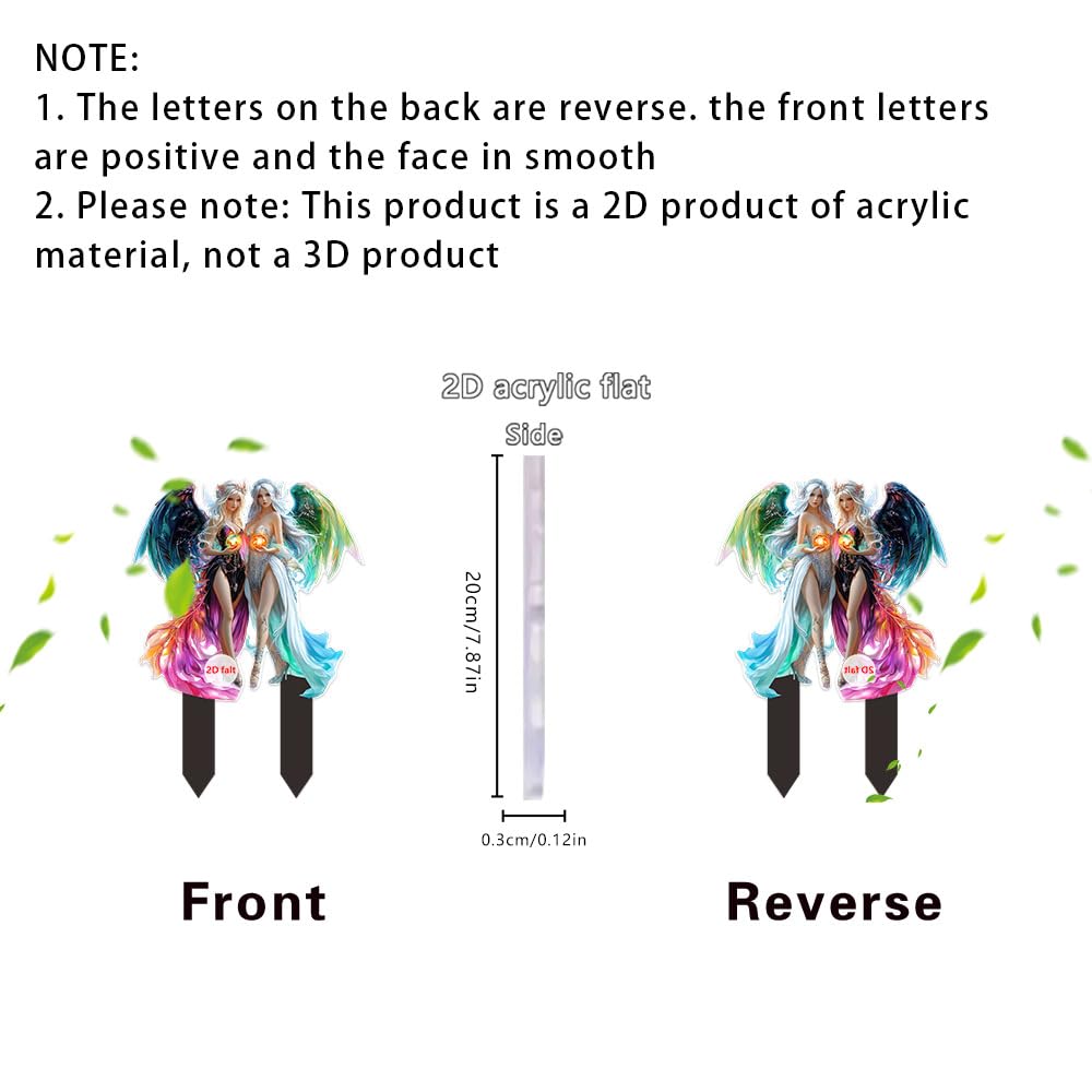 YUEYINGMG Garden Decor, Acrylic 2D Stake, Pot Plants Garden Yard Lawn Outdoor Fairy Statue Ornaments, Fairy Garden Accessories Decoration (Style C)