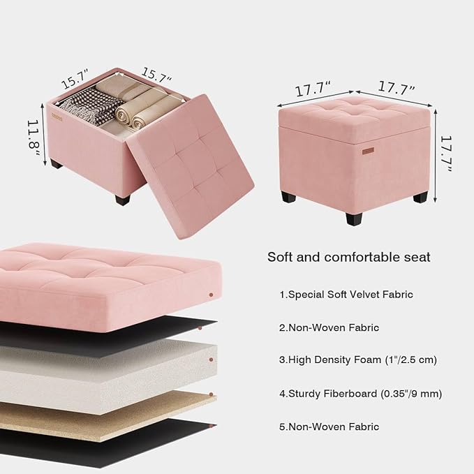 ABHENG 17.7 inches Velvet turfed Ottomans Cube