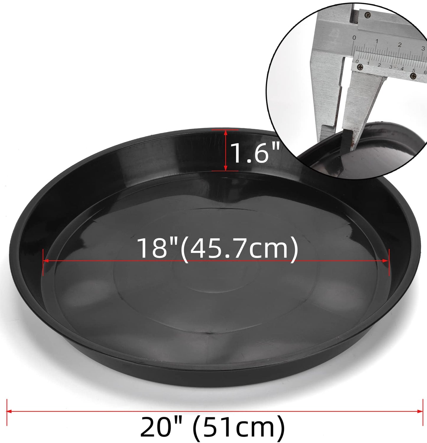 GRESPRI Black Plant Saucer 20 Inches for Indoors/Outdoors, 3 Packs Bonsai Planter Pot Saucer 18 Inches Base Extra Large Plant Trays for Pots.