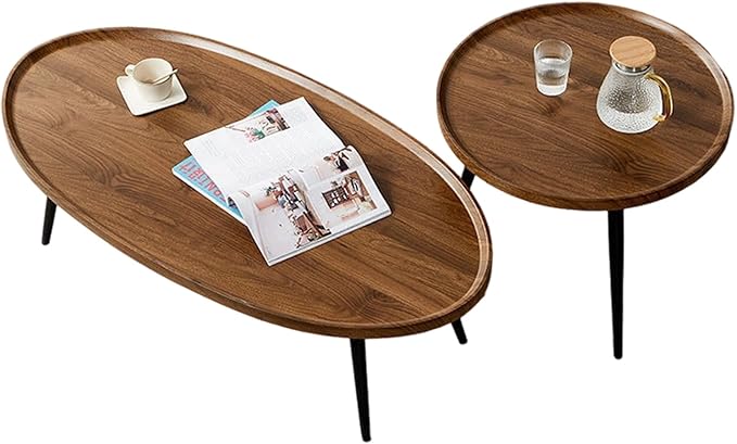 Nesting Coffee Table Set of 2, Walnut Coffee Tables