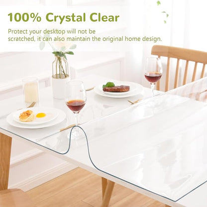 36 x 40 Inch Clear Table Cover Protector, Clear Table Protector for Dining Room Table, 1.5mm Plastic Table Cover, Waterproof Table Pad for Kitchen, Office