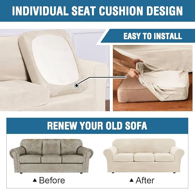 H.VERSAILTEX 3 Piece Stretch Sofa Covers Couch Covers
