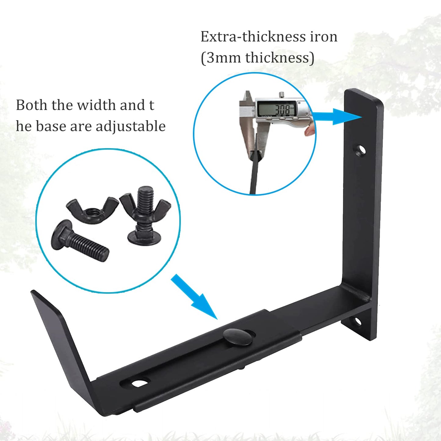 Verypejan Flower Window Box Bracket Adjustable Planter Box Bracket 4 Pack,Heavy Duty Wall Mount Flower Box Holder for Planter Box Depth (Front to Back) 6 to 12 Inches, Black
