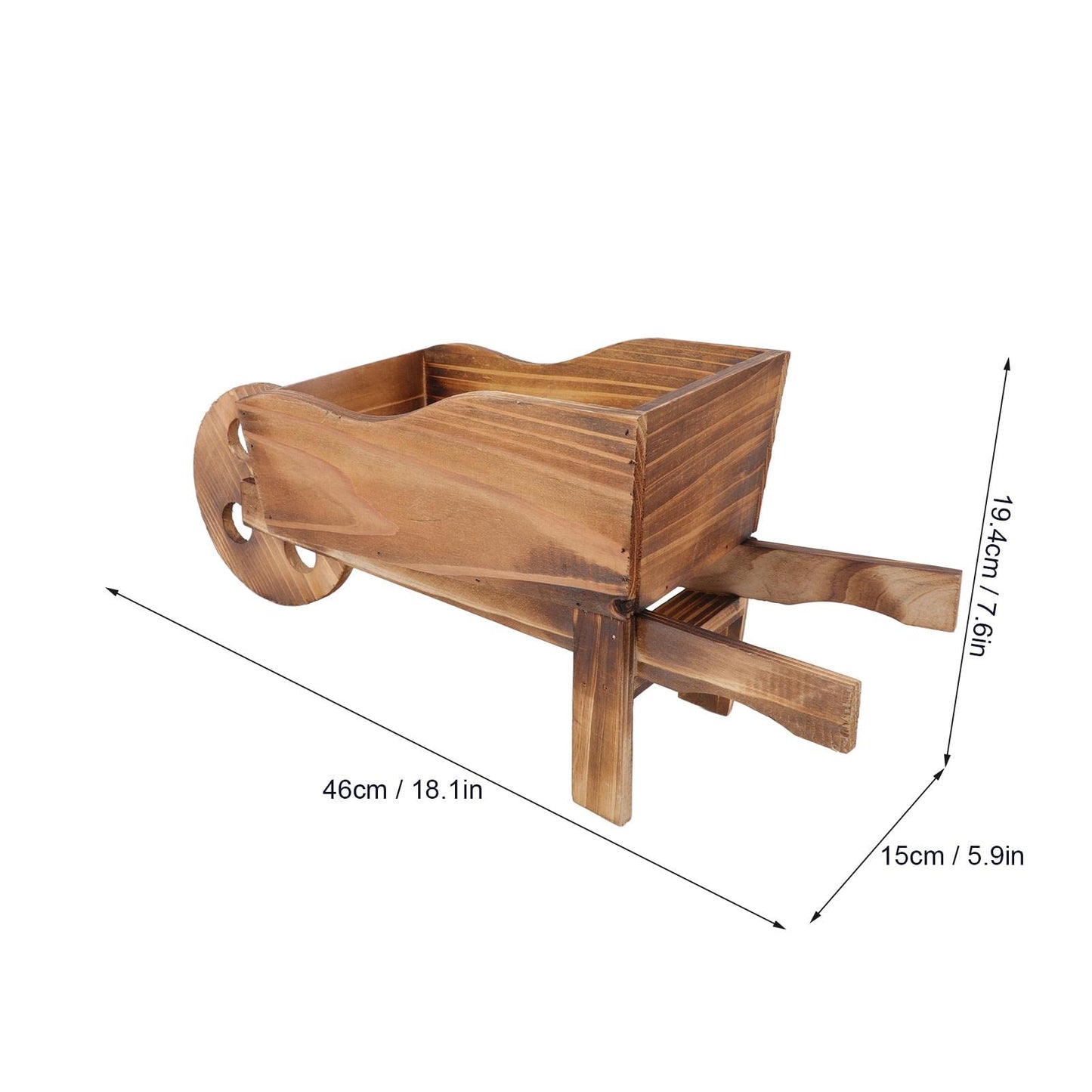 LeMall Small Wooden Planters, Planters Wooden Wagon Cart Planter Box Garden Decor Wheelbarrow Planter Ornament Succulent Planter Indoor & Outdoor Backyard Decor + 4 Potted Gadgets