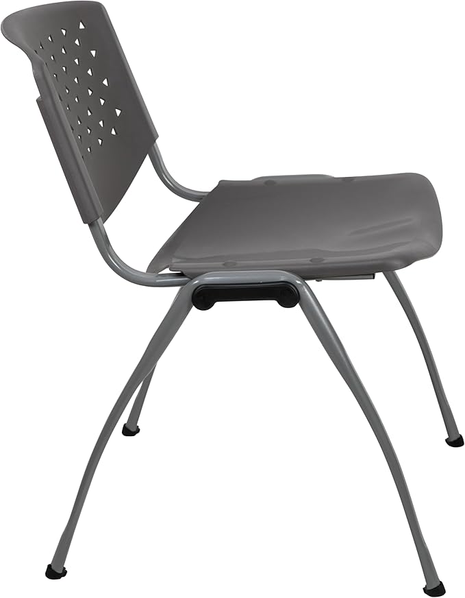 Flash Furniture HERCULES Series 880 lb. Capacity Gray Plastic Stack Chair
