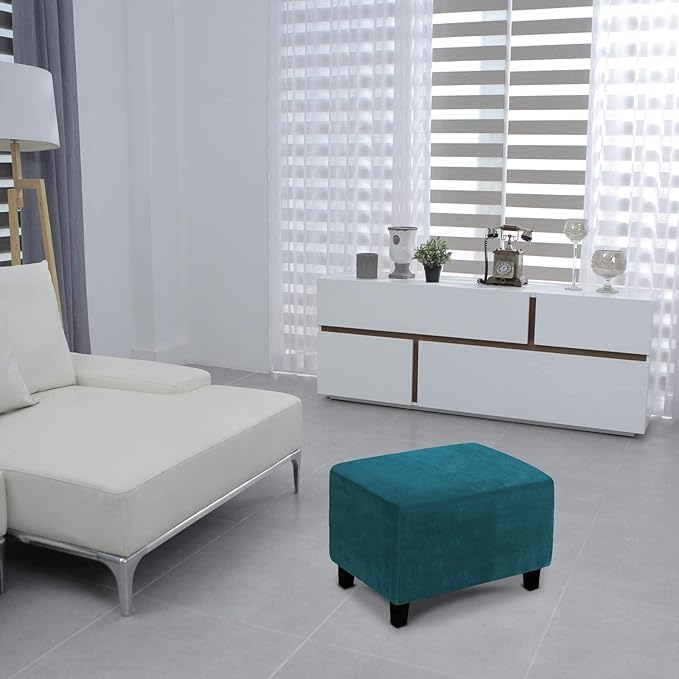 Ottoman Cover, Stretch Rectangle Velvet Ottoman Slipcovers of Foot Stool