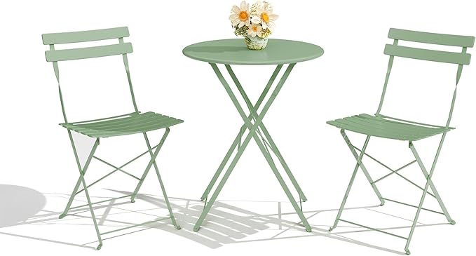 3-Piece Folding Bistro Set, Outdoor Patio Furniture Set