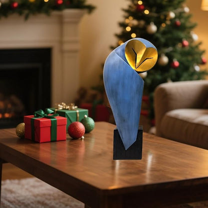Mid-Century Modern 15 Inch Resin Owl Sculpture - Handmade Vintage Home Decor Statue for Bookshelves, Office Desk, Mantel & Collector Display
