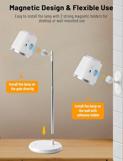 Cordless Desk Lamp, Magnetic Wall Mount LED Light, Portable Warm Night Light, Rechargeable Battery Powered Lamp, Dimmable Brightness & 3 Color Modes, Table Light for Reading, Work, Bedroom, Hallway