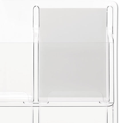 Safco Reveal Literature Rack, 9 Compartments Magazine Holder, Wall-Mounted Brochure Organizer, Acrylic, Clear