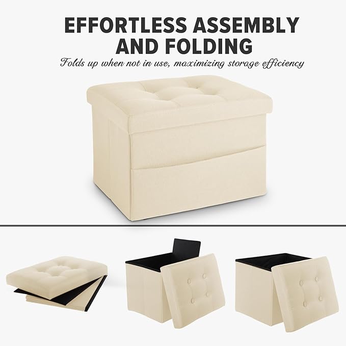 LINMAGCO Storage Ottoman Folding Foot Stool Foot Rest