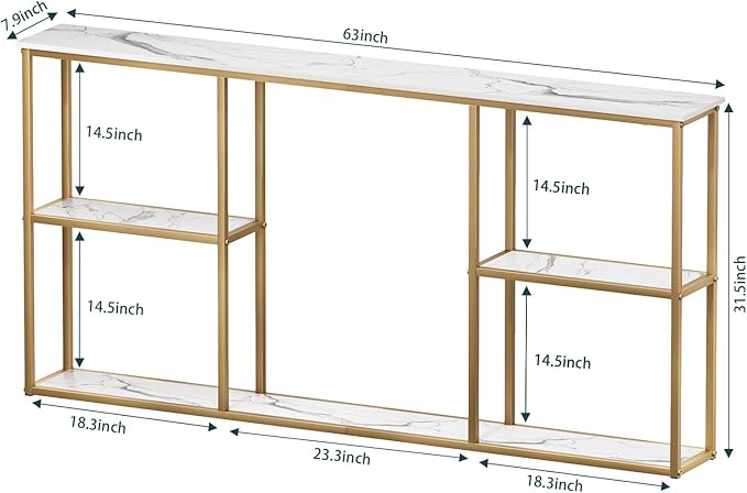 WOHOMO Gold Console Table, 3-Tier Small Entryway Table