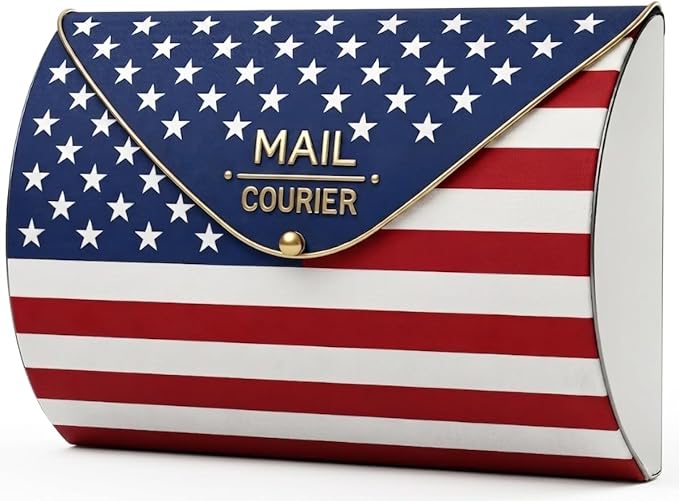 American Flag Wall Mount Mailbox for Outside, Waterproof Metal Mailbox with Rust-Proof Galvanized Steel, Large Capacity Mailbox for House, Independence Day Patriotic Decor